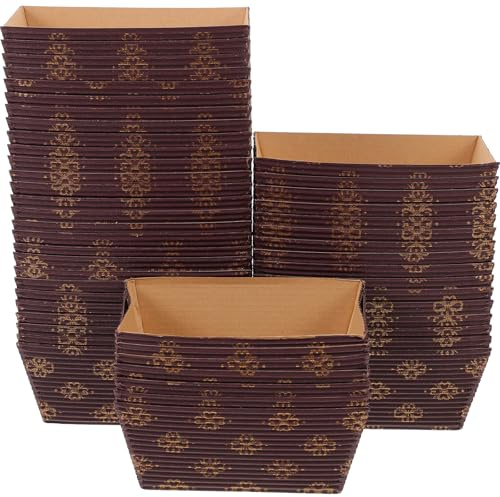 NUSITOU 50 Moldes de Papel para Hornear Pan Rectangular Pequeño, Bandejas Desechables Resistentes al Aceite, Ideales para Repostería y Cocina Doméstica, Paquete de 50 Unidades