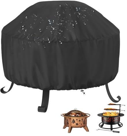 Copertura Impermeabile per Braciere Rotondo,Telo Copri Barbecue Protettivo Circolare da Giardino con Coulisse,Telo Copertura per Camini Esterni Barbecue e Fuochi,Coperture per Fuochi,80x50cm/31*20in