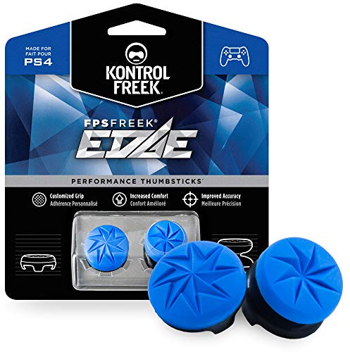 KrontrolFreek FPS Freek Edge pour Manette PlayStation 4 (PS4) et PlayStation 5 (PS5) | Manette des Performance | 1 Haut et Convexe, 1 bas et convexe | Bleu