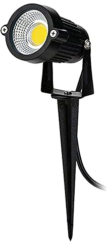 Vetrineinrete® Faretto led cob 5 watt per esterno proiettore da giardino con picchetto luci da esterno luce bianca 6500 k calda 3000 k verde es06 C16 (Luce bianca 6500 k)