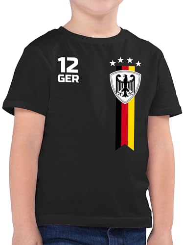 Kinder T-Shirt Jungen - Fußball EM - WM Fan Deutschland - 116 (5/6 Jahre) - Schwarz - t-Shirts Fussball Germany fu Ball t Shirt fußballer Deutschland. Tshirts Shirt. fussballtrikot