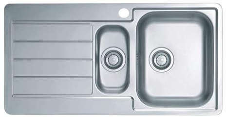 VBChome Edelstahlspüle 98 x 50 cm Leinenstruktur Spülbecken mit Hahnloch Abtropffläche Links Camping Einbauspüle Küchenspüle 1,5 Becken Ablaufgarnitur
