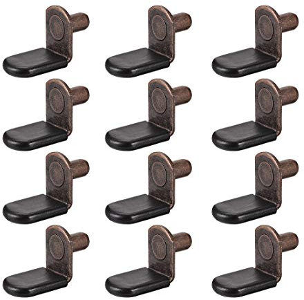 sourcing map Shelf Support Peg,6mm L-Shaped Support, Furniture Cabinet Shelf,Bracket Pegs W Sleeve,for Kitchen Furniture Book Shelves Supplies,Bronze 20pcs
