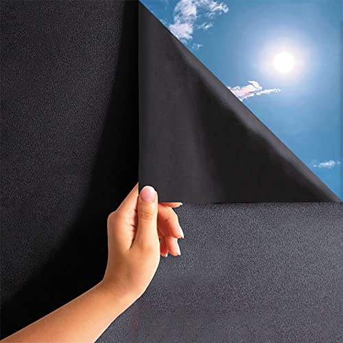 MARAPON® Fönsterfilm Självhäftande Ogenomskinlig I Svart [118x200 cm] Inkl E-Bok med Professionella Tips - Insynsskydd Fönster Film med Högt Integritetsskydd - Statisk Film Fönster Utan Ljusgenomsläpp