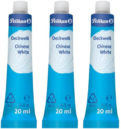 3x MPD Große Tube Deckweiß, 20 ml, Pelikan