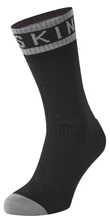 SEALSKINZ unisexe chaussette imperméable Hydrostop de taille moyenne pour le temps chaud - noir/gris, M