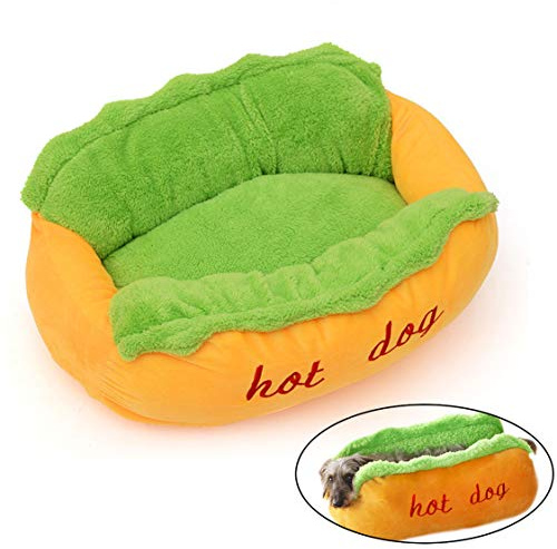 PAPIEEED Hotdog Haustier-Hundebett, warmes Hundehütten-Katzennest, waschbare Haustiermatte, abnehmbares Katzensofa