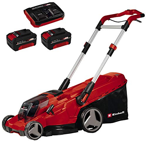 Einhell Akku-Rasenmäher RASARRO 36/42 Kit Power X-Change (36 V, 42 cm Schnittbreite, bis 550 m², Brushless, Mulchfunktion, 50L Fangkorb, inkl. 2x 4,0 Ah Akkus + Ladegerät)