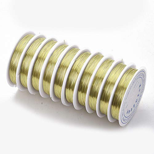 Beadthven Kupferdraht, 10 Rolle, 0,8 mm, anlaufgeschützt, vergoldet, 30 m, biegbarer Metalldraht für Schmuckherstellung, zum Verpacken von Anhängern