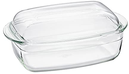 Kitchen Profi - Pirofila in vetro borosilicato con coperchio, rettangolare, 32,5 cm, 4,5 l