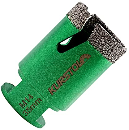 KURSTOL Diamond Core Drill Bits - 35mm with M14 thread Tile Hole Saws for Dry Drilling Porcelain Ceramic Tile Granite Marble Stone Vacuum Brazed Diamond Drill Bit