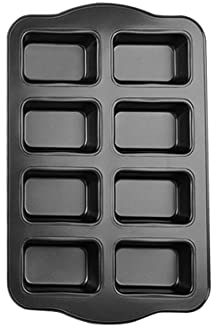 Gurlideo 8 mini teglie per pagnotta in acciaio al carbonio antiaderente, per forno, grigio (1 set)