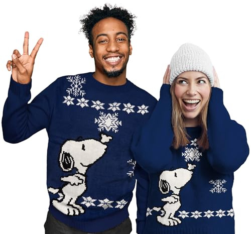 United Labels Snoopy Jersey de Navidad Unisex Azul Invierno para Hombre y Mujer, Azul, XL