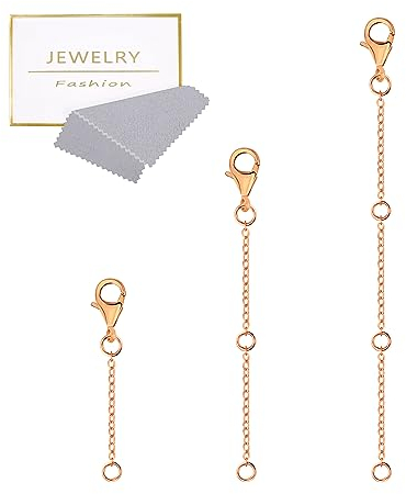 ALEXCRAFT Extensión de cadena de 3 piezas, oro plateado, 14 K, chapado en oro de 14 quilates, cadena de extensión para tobilleras, pulsera de extensión para mujer y hombre, fabricación de joyas, 123