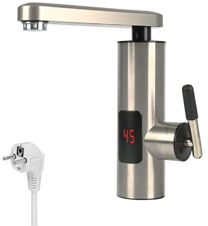 220V Instant Heating Faucet, 360° Swivel Tankless Water Hot Heater Faucet,Instant Tankless Electric Hot Water Faucet with LED Digital Display, Mixer Hot and Cold Water Tap for Kitchen Bathroom