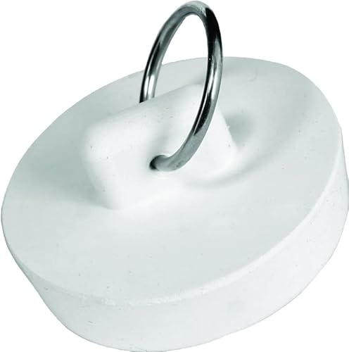 Rocky Mountain Goods 1-1/4” Premium Rubber Drain Stopper - White Stain-Resistant Rubber - Metal Ring for Easy Removal - Can be Used for Indoor and Outdoor Sinks and Basins