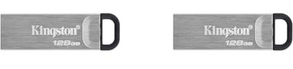 Kingston DataTraveler Kyson USB 3.2 Flash Drive 128GB - Gen 1 with Stylish Capless Metal Case (Pack of 2)
