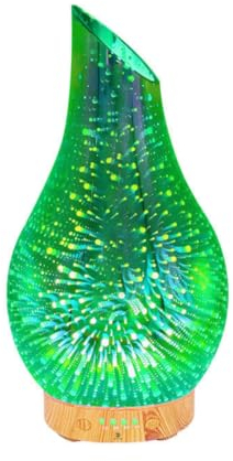 Recalma Diffusore di Oli Essenziali, Umidificatore Ambiente Vetro 3d soffiato a mano, Diffusore Di Aromi, oli essenziali, Diffusore Universale, Profumatori Ambiente con 7 Diversi Colori di Luce