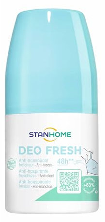 STANHOME | Deodorante Roll On Deo Fresh, Anti-Traspirante Fino a 48 Ore, Freschezza, Anti-Aloni, Profumo Fresco Unisex, Senza Alcool, Vegan, 50 ml
