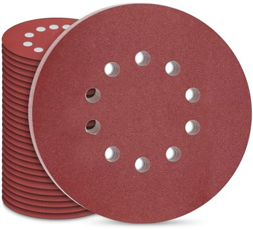 STEBRUAM 30 st 225 mm slipskiva, 9 tum sandpapper runda 10 hål slipskivor P180 korn kardborre slipdynor för vägg- och takslipmaskiner