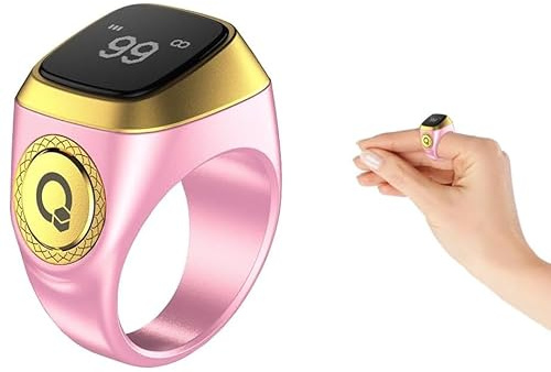Anlising Tasbih Zähler Smart Ring,Digital Electronic Smart Ring Counter,Muslimischer Tasbeeh Smart Counter,Intelligenter Tasbih-Ring Zähler,Islamischer Ring Counter,Tasbeeh Smart Zähler (Rosa,18MM)