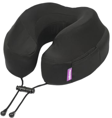 Cabeau Evolution Plus Travel Neck Pillow - Memory Foam Neck Support - Comfort On-The-Go for Airplane, Train, and Car - Black