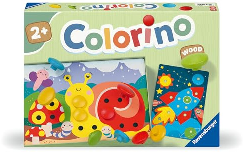 Ravensburger Kinderspiel Mein Holz-Colorino - Lernspiel ab 2 Jahre | Spiel für 1 Spieler, Steckspiel zum Farbenlernen, Ohne Kunststoff mit Holzsteinen, Geschenk für Jungen und Mädchen
