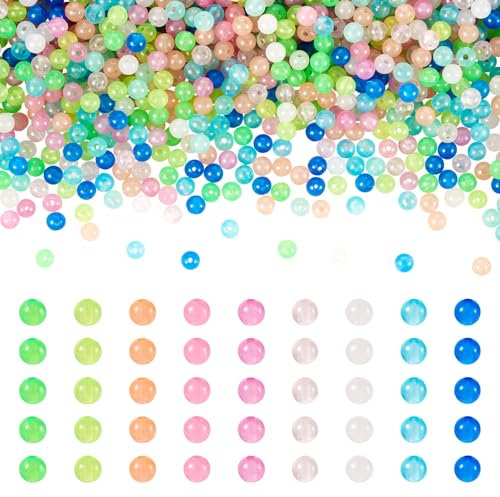 Sparkeads 1784 Pcs Glow in The Dark Round Beads 6 mm Colorful Luminous Beads Resin Gumball Spacer Beads Bulk for Necklace Earring DIY Jewelry Bracelet Ornament Key Chain Accessory