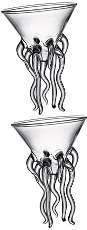 OKUMEYR 2pcs Stemless Wine Glasses Octopus Shape Bar Cups Simple Design Easy to Clean for Parties