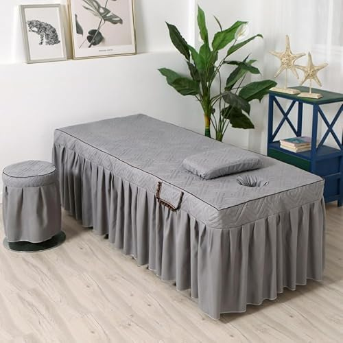 Cotone Coprimaterasso per Lettino da Massaggio con Foro per Il Viso Avvolgimento Completo Copri Lettino di Massaggio Lati Completamente Avvolgenti(I,80X190CM)