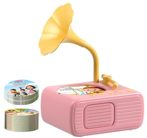 Tourne-Disque phonographique pour , Jouet de Gramophone pour Tout-Petits, Disque phonographique pour avec 96 Cartes, Lecteur de Musique de Contes pour avec 96 Cartes pour Filles