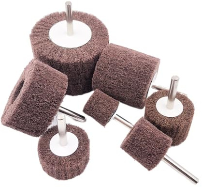 Disque de polissage abrasif non tissé à tige de 6 mm (1/4'') - Disque de polissage haute performance pour métal, bois, plastique - Perceuse électrique - 1 pièce, rouge (grain 180), 30 x 30 x 6 mm