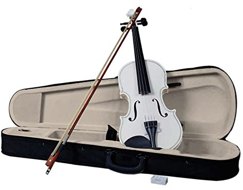 4/4 Full Size Violin, Acoustic Violin Set with Violins Case, Bow, Rosin, Violins for Beginners, Students, Adults & Kids 11+ (White)