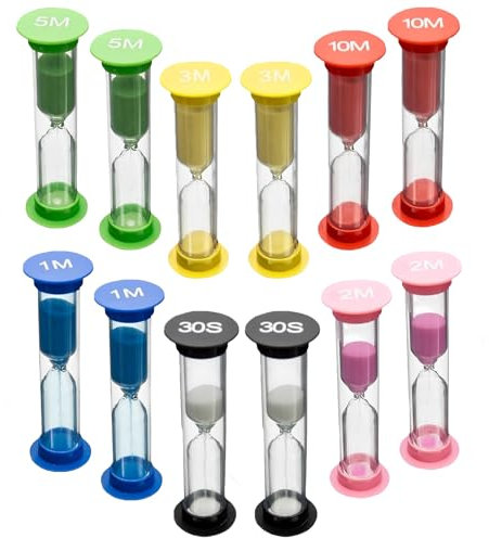 12 Stück Sanduhr Für Kinder Timer Farbige Sanduhren Set 30sec / 1min 2min 3min 5min 10min Kleine Timer Sanduhr, Sanduhren Set Für Kinder, Sanduhren, Sanduhr Kinder, Sanduhren Set, Home & Kids Room
