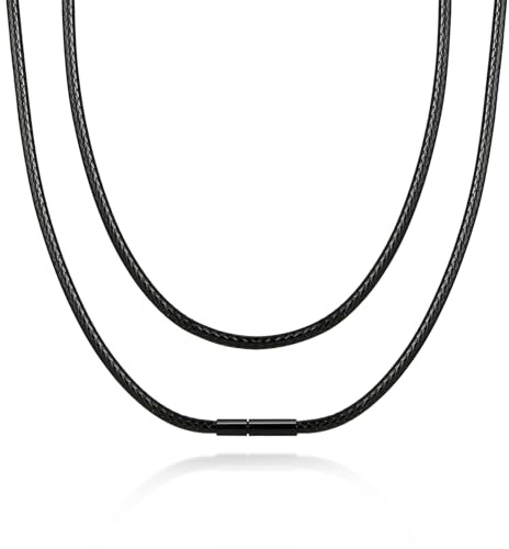 VNOX Leder Halskette Herren Damen 2 3MM Lederkette Edelstahl Verschluss | Lederkette Lederhalsband Männer Ideal für DIY Anhänger Sowie Schwimmen, Surfen, Tauchen und Badenfür (Braun/Schwarz)
