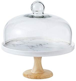 IUokLU Cheese Plate Covers 19.5/24 / 27.5CM Cake Tray Marble Textured Ceramic Bread Plate Glass Salad Cheese Dome Chip & Dip Server Cake Stands,27.5 * 27.5 * 28CM