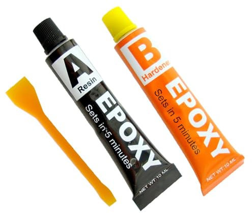 Colla Epossidica Bicomponente, 2 x 10 ml, Adesivo Super Forte con Resina e Indurente, per Vetro, Ceramica, Metallo, Plastica, Legno