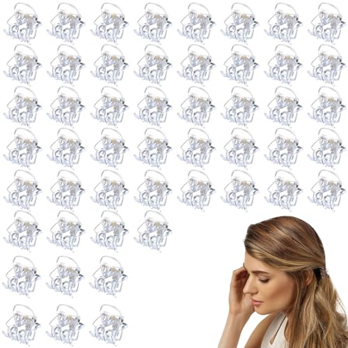 WUBAYI Lot de 50 mini pinces à cheveux en plastique antidérapant pour femmes, filles, enfants, petite taille 1,3 x 1,5 cm