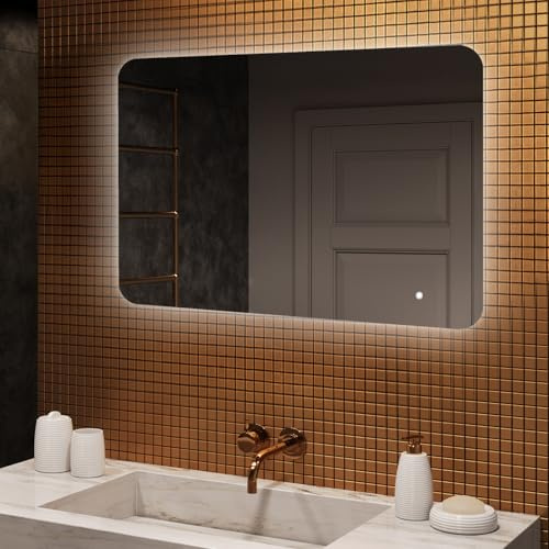 Artforma Miroir 100x70 cm Rond MAGARTFORMA095-SJYA8-100x70, LED | Miroir de Salle Bain avec Éclairage, Miroir LED, Mural, Lumineux, 100x70cm, Forme Arrondi, avec Interrupteur Tactile