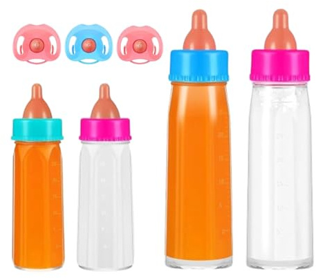 Generico Bambola Bibi - Set di 2 bambole per bambini bottiglia di latte magico, set di alimentazione da bambola da 6 pezzi per passeggino - forchetta e cucchia