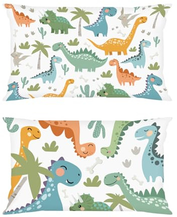Joymaison Fundas Cojines 33x45 Juego de 2 Niños Dino Plantas Tropicales