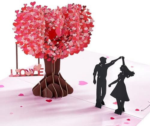 3D Tarjeta de San Valentín Pop Up Tarjeta Cumpleaños mit El Árbol del Amor Tarjeta de Boda 3D Desplegable Tarjeta Regalo con Sobre blanco para Aniversario Boda para Día de San Valentín Madre (Rosa)