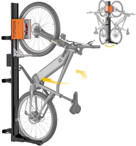 monTEK Automatischer Fahrradlift schwenkbar bis 32 kg | Ohne schweres Anheben, platzsparend für Garage, passend für 24–29 Zoll Reifen, für E-Bikes, Mountainbikes & Rennräder