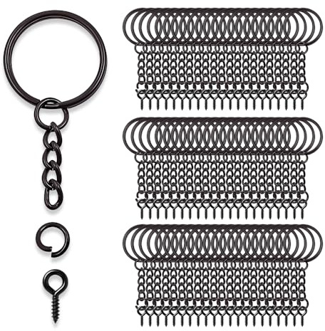 HMCEY 100 Piezas Anillas Llavero con Cadena 25 MM,Argollas para Llaveros Hacer,Llaveros para Manualidades,Argollas Porta Chaves Metalicas,Accesorios para Llavero,Keychain Rings para DIY,Bisutería