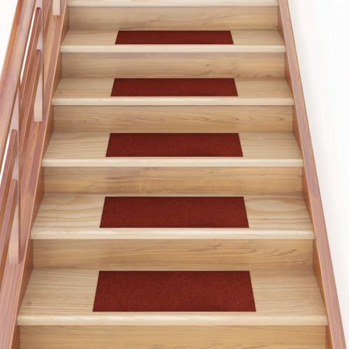 LoogCape stegmattor, självhäftande 15 st. 60 x 25 cm vinröd rektangulär av polypropen för trappskydd, halkfri, skydd, dämpande och tvättbar