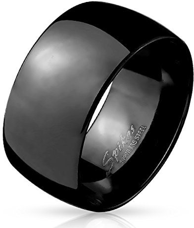 Paula & Fritz® BREITER Dome 10mm breit Damen-Ring Verlobungs-Ring Freundschaftsring Herrenring Partnerring Edelstahl Chirurgenstahl 316L Silber, Gold, schwarz 47 (15) - 72 (23)