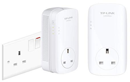 TP-Link TL-PA8010PKIT 1200 Mbps Gigabit Passthrough Powerline Starter Kit, UK Plug (Renewed)