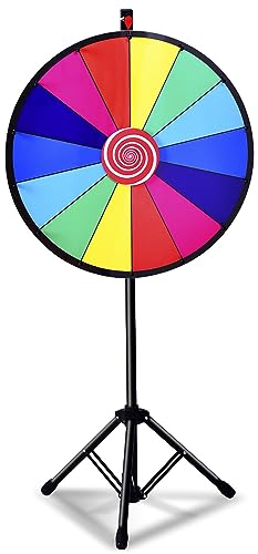 COSTWAY Glücksrad 24, Glücksrad zum Drehen, Drehrad Spielzeug Farbe Rad Spiele für Lotteriespiele, Wortspiele φ60cm