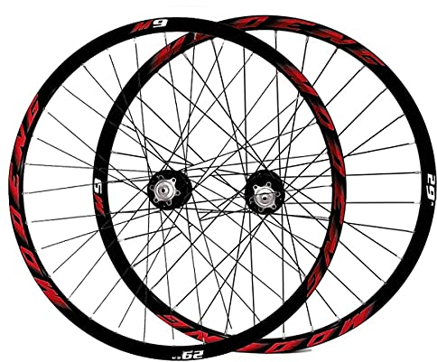 LHHL Fahrrad Vorder- Und Hinterräder 26/27,5/29 CNC Doppelwandige Alufelge MTB Fahrradradsatz 32H Scheibenbremse QR 8-10 Geschwindigkeit Kassettenhubs Kugellager (Color : Red, Size : 29in)