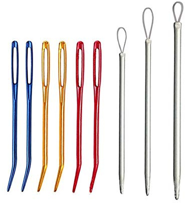 Stopfnadeln Stricknadeln Set Jumbo Bent Tapisser Nadeln Groß Auge Stumpfe Nadel Stahl Nähnadeln in Aufbewahrungsröhrchen Stahl Garn Sticknadel Nähnadel for Quilten Weben Tapisserie Handwerk（9 Stück）